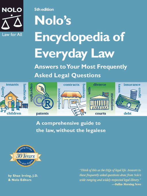 Title details for Nolo's Encyclopedia of Everyday Law by Shae Irving - Available